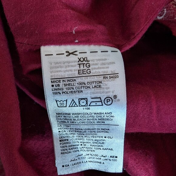 Old Navy Burgundy Cotton dress white floral pattern crochet trim hem XXL Plus - Picture 10 of 10